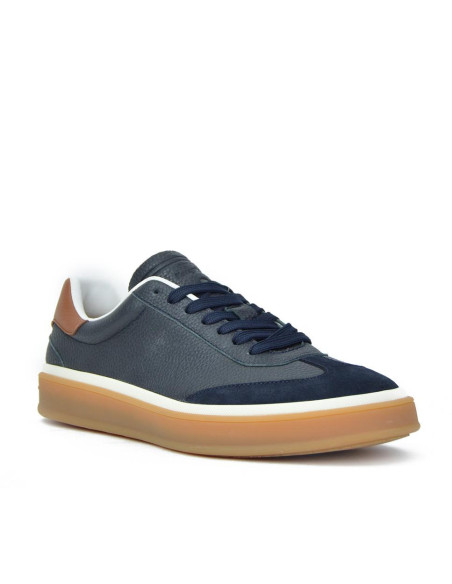 Zapatillas Deportivas Kangaroos Hombre Marino Y Cuero K102-4