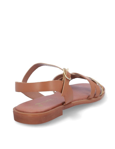 Sandalia Plana Kangaroos Mujer Cuero Y Leopardo 873-33