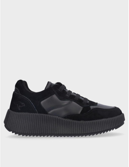 Deportivos Kangaroos Chica  Serraje Textil Negro K10-1