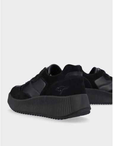 Deportivos Kangaroos Chica  Serraje Textil Negro K10-1