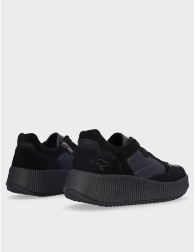 Deportivos Kangaroos Chica  Serraje Textil Negro K10-1