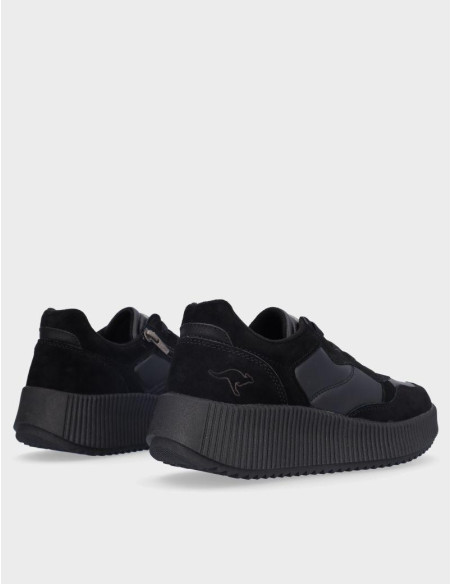 Deportivos Kangaroos Chica  Serraje Textil Negro K10-1