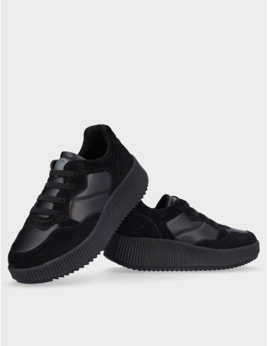 Deportivos Kangaroos Chica  Serraje Textil Negro K10-1